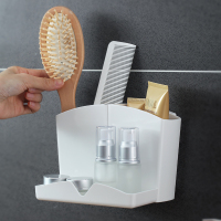 挂牙刷架阿斯卡利(ASCARI)吸壁式简约挤牙膏器梳子牙刷置物架免打孔卫生间浴室梳筒 层架款-白