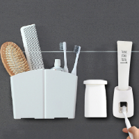挂牙刷架阿斯卡利(ASCARI)吸壁式简约挤牙膏器梳子牙刷置物架免打孔卫生间浴室梳筒 简约款+磁吸杯+牙膏器