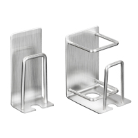 卫生间不锈钢免打孔壁挂式牙刷架漱口杯架阿斯卡利(ASCARI)挂放吸壁电动牙膏置物架 牙膏款1个+普通款1个(约省3元)