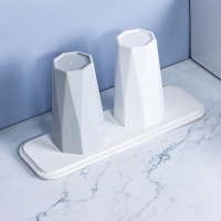 漱口杯牙杯阿斯卡利(ASCARI)简约家用牙缸杯子情侣一对套装口杯洗 漱口杯白灰2个+白色硅藻土吸水垫1个(仅加19元)