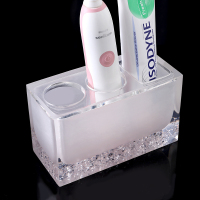 创意电动牙刷架阿斯卡利(ASCARI)台面置物架卫生间多孔家庭情侣装牙膏收纳架底座 白色冰花款