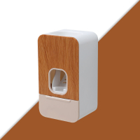 免打孔自动懒人挤牙膏器阿斯卡利(ASCARI)壁挂式牙膏挤压器置物架卫生间牙刷挂架 [日系风推荐]-原色木1个