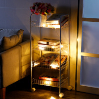 厨房置物架阿斯卡利(ASCARI)用品落地层架推车置物架蔬菜架移动阳台宿舍收纳储物架 带万向轮[白色] 2层