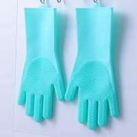 硅胶洗碗手套女阿斯卡利(ASCARI)刷碗家用厨房橡胶家务 型魔术 绿色-加长加厚(用途广/刷碗/刷水槽/做家务) M