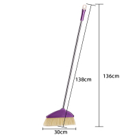 [4排密毛]单个扫把阿斯卡利(ASCARI)扫帚加厚不锈钢杆软毛扫把扫地笤帚 紫罗兰4排毛1.36米加长杆扫把