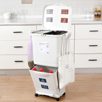 干湿分离创意双层脚踩分类垃圾桶阿斯卡利(ASCARI)厨房家用卫生间大号带盖脚踏 分类垃圾桶(款式二)