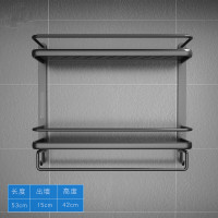 黑色卫生间置物架免打孔浴室置物洗手间厕所阿斯卡利(ASCARI)收纳吸壁五金挂件 53CM双层简约黑带杆带钩