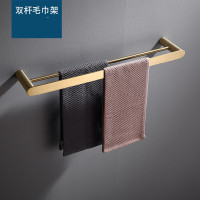 拉丝金轻奢浴巾架毛巾杆纸巾架阿斯卡利(ASCARI)置物架卫浴五金浴室挂件套装 双杆(60cm)(拉丝金)
