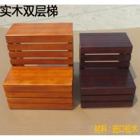 家用梯子阿斯卡利(ASCARI)登高凳踏步二步梯凳两用梯凳子台阶脚踏凳登高梯踏步 清漆色水漆宽35深48高42