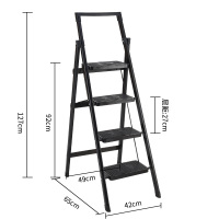 梯子家用折叠梯阿斯卡利(ASCARI)加厚铝合金人字梯小梯子铁登高四步梯五步梯 黑色四步工具架黑色四步工具架