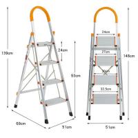 铝合金梯子阿斯卡利(ASCARI)四五步家用加厚折叠室内人字梯工程楼梯AP-2414G/5 加厚款四步梯橘色(主推款)