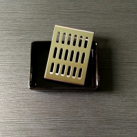 肥皂盒陶瓷创意香皂垫家用双层沥水卫生间皂盘阿斯卡利(ASCARI)北欧风格 黑色陶瓷底座+不锈钢亮光银片