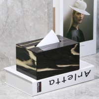 现代简约轻奢阿斯卡利(ASCARI)北欧抽纸盒家居客厅餐厅家用车用钢琴烤漆创意纸巾盒 烤漆黑黄色纸巾盒小号