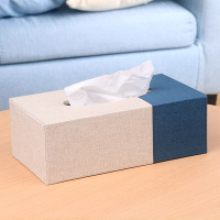 日系彩色大号皮革纸巾盒阿斯卡利(ASCARI)抽纸抖音款北欧餐巾抽纸盒客厅网红纸抽盒 宝蓝直搭米白大号