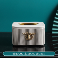 现代简约轻奢装饰树脂纸巾盒阿斯卡利(ASCARI)北欧美式小抽纸盒餐桌茶几家居摆件 安娜（灰色）条纹纸巾盒