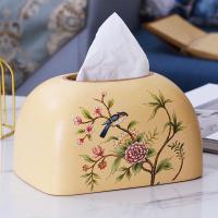 纸巾盒摆件客厅抽纸阿斯卡利(ASCARI)餐巾创意陶瓷北欧风格餐桌轻奢风茶几ins纸抽 繁花盛世黄