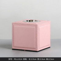 轻奢皮质纸巾盒阿斯卡利(ASCARI)摆件现代欧式美式客厅茶几抽纸盒子装饰品摆设创意 粉色-正方形银圈-纸巾筒