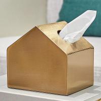 轻奢风北欧ins家用客厅餐厅纸巾盒美式铜简约小房子抽纸盒 房子纸巾盒-小号
