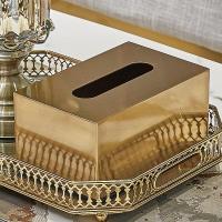 轻奢风北欧ins家用客厅餐厅纸巾盒美式铜简约小房子抽纸盒 长方形纸巾盒