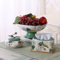 创意欧式家用纸巾盒阿斯卡利(ASCARI)客厅茶几抽纸盒美式简约纸抽盒餐巾纸盒 繁花(竹)纸巾盒果盘三件套果盘材质:陶瓷