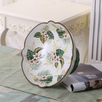 创意欧式家用纸巾盒阿斯卡利(ASCARI)客厅茶几抽纸盒美式简约纸抽盒餐巾纸盒大 繁花陶瓷水果盘