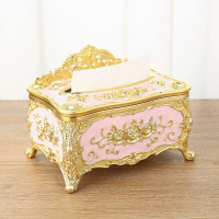 欧式纸巾盒阿斯卡利(ASCARI)家用客厅抽纸创意可爱简约纸抽盒北欧ins轻奢餐巾纸盒 金粉(短款)带皇冠