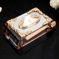 水晶纸巾盒阿斯卡利(ASCARI)摆件茶几餐巾纸盒家用客厅抽纸盒餐桌纸抽定制logo 欧式奢华款玫瑰金