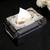 水晶纸巾盒阿斯卡利(ASCARI)摆件茶几餐巾纸盒家用客厅抽纸盒餐桌纸抽定制logo 欧式奢华款贵族黑