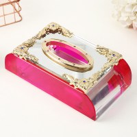 水晶纸巾盒阿斯卡利(ASCARI)摆件茶几餐巾纸盒家用客厅抽纸盒餐桌纸抽定制logo 欧式奢华甜蜜洋红款