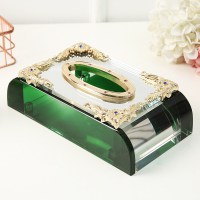 水晶纸巾盒阿斯卡利(ASCARI)摆件茶几餐巾纸盒家用客厅抽纸盒餐桌纸抽定制logo 欧式奢华翡翠绿款