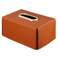 美式皮革质方形阿斯卡利(ASCARI)家用抽纸盒北欧ins轻奢客厅卧室简约卫生间纸巾盒 橙色