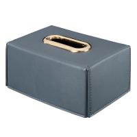 美式皮革质方形阿斯卡利(ASCARI)家用抽纸盒北欧ins轻奢客厅卧室简约卫生间纸巾盒 灰蓝色