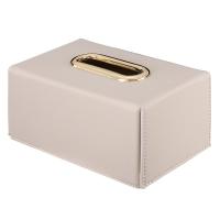 美式皮革质方形阿斯卡利(ASCARI)家用抽纸盒北欧ins轻奢客厅卧室简约卫生间纸巾盒 米黄色
