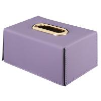 美式皮革质方形阿斯卡利(ASCARI)家用抽纸盒北欧ins轻奢客厅卧室简约卫生间纸巾盒 薰衣草紫