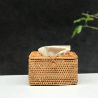 藤编纸巾盒家用阿斯卡利(ASCARI)客厅卧室床头厕所车载抽纸卷纸收纳圆形 抽纸盒大号(长19CM宽13CM高11CM)