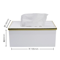 客厅纸巾盒家用轻奢阿斯卡利(ASCARI)抽纸盒茶几摆件创意商务纸巾盒定制餐巾纸抽盒 中号白色镶金边