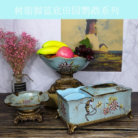 新中式多功能阿斯卡利(ASCARI)纸巾盒现代家用客厅茶几遥控器收纳盒装饰抽纸盒摆件 浅蓝鹦鹉纸巾盒+果盘+烟灰缸
