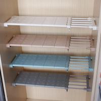 收纳架书柜衣柜隔板分层架抽屉式分隔板收缩免钉阿斯卡利(ASCARI)置物板加宽搁板 白/米/蓝选一长38-60宽36cm