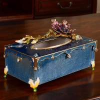 珐琅彩欧式北欧纸巾盒阿斯卡利(ASCARI)客厅餐厅抽纸盒美式纸抽盒卫生间创意车家用 花开聚喜抽纸盒