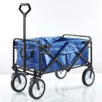 拖车家用拉货车阿斯卡利(ASCARI)钓鱼手拉车买菜拉车折叠小拖车户外野营搬运车购物 中款[标准窄轮布袋]蓝色