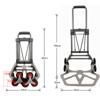 折叠爬楼车快递手推搬货拉车阿斯卡利(ASCARI)便携拉杆车购物买菜上下楼小拖车 灰色镀锌钢顺丰定制05