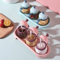 厨房调料盒家用四格一体糖盐味精佐料收纳盒带盖阿斯卡利(ASCARI)创意调味罐子套装