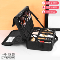 大容量化妆包女便携旅行化妆品收纳盒阿斯卡利(ASCARI)风超火手提专业师跟妆箱 黑色中号双肩