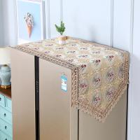 冰箱盖布阿斯卡利(ASCARI)防尘布装饰对开单双开冰箱洗衣机罩 万花丛-咖色[绣花纱] 小对开/洗衣机60*165cm