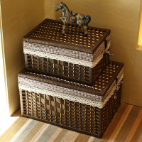 收纳箱藤编阿斯卡利(ASCARI)有盖衣物整理箱玩具储物盒子篮编织衣服收纳筐