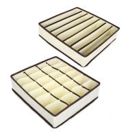 内衣裤收纳盒家用布艺四件套无盖分格丝巾袜子阿斯卡利(ASCARI)文胸整理储物箱 玫红色7格+8格