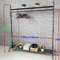 复古铁艺服装店落地式展示架男女童装货架中岛挂衣架单双杠衣帽架