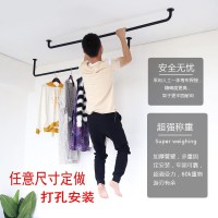 加厚阳台晾衣杆单杆式室内凉衣架顶装晒衣杆固定挂衣杆简易晾衣架