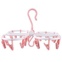 华嘉衣架折叠式晾衣架多功能收纳神器省空间强力防风多夹晾袜架