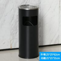 不锈钢圆形垃圾桶酒店大堂立式带烟灰缸电梯口环卫果皮箱垃圾筒